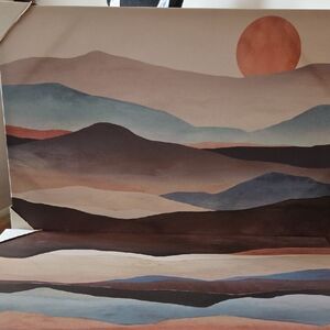 Abstract Desert Sunset Wall Art Print in Earth Tones